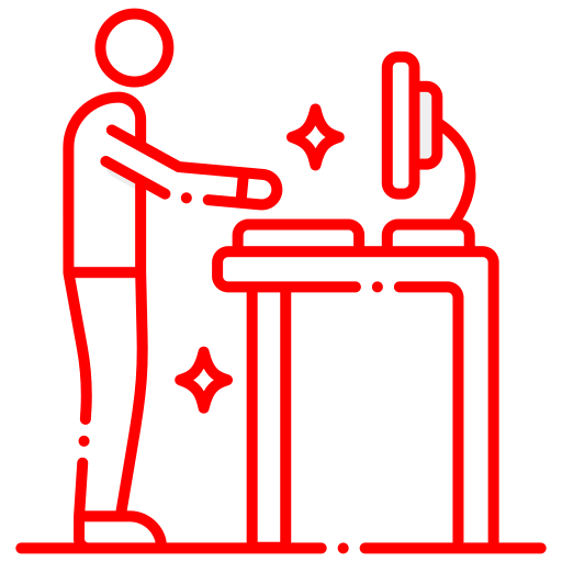 icône montrant une personne debout à un bureau
