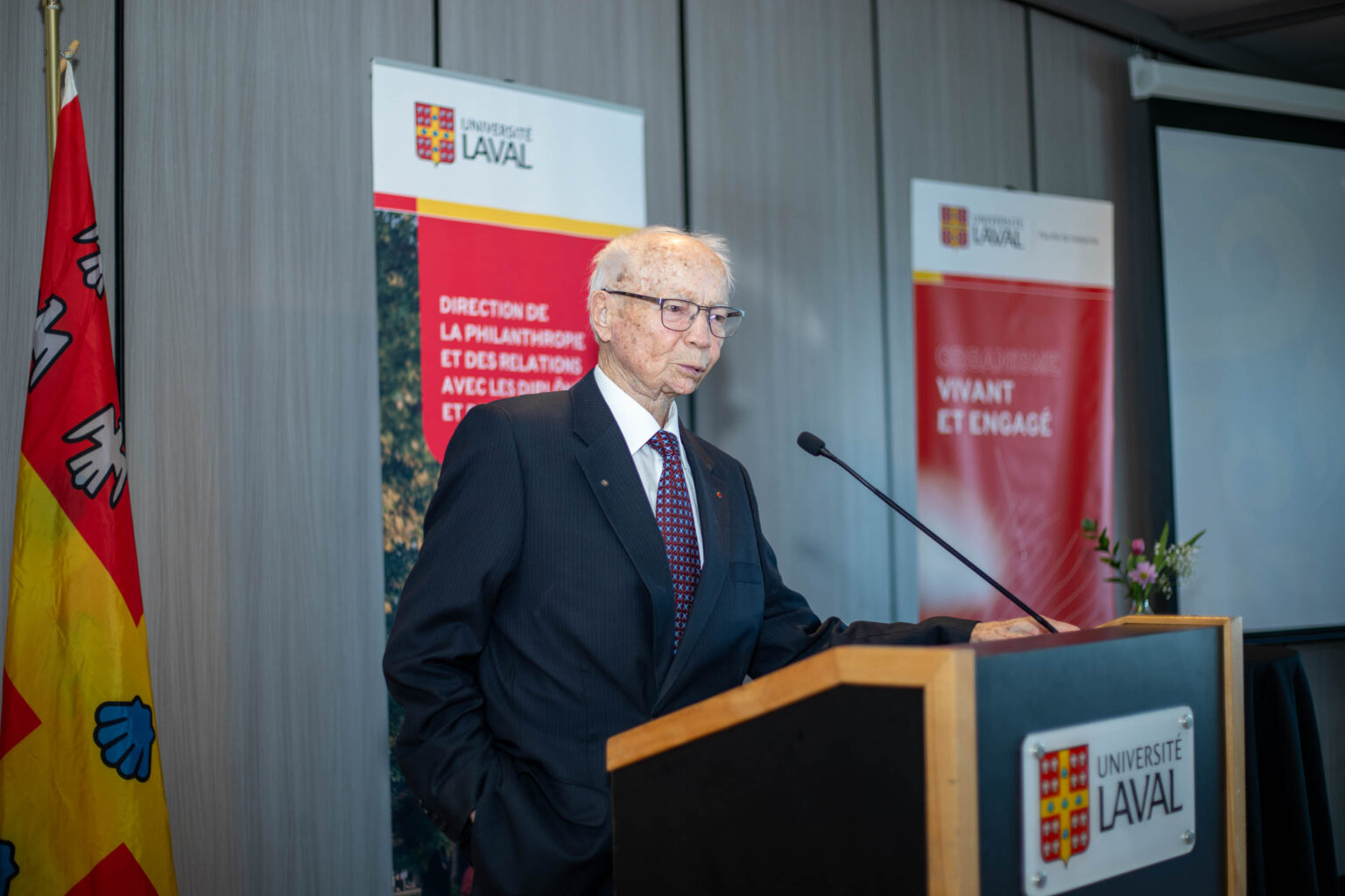 Hervé Pomerleau lors du dîner de reconnaissance à l'Université Laval pour souligner son don d'1,5 M$