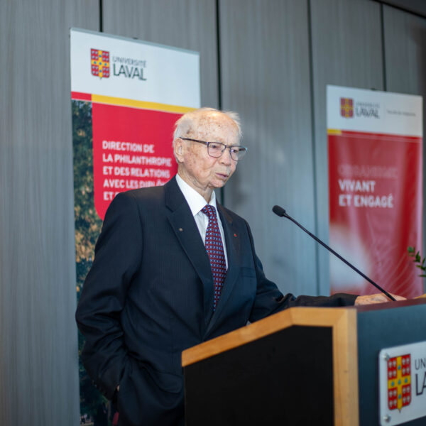 Hervé Pomerleau lors du dîner de reconnaissance à l'Université Laval pour souligner son don d'1,5 M$